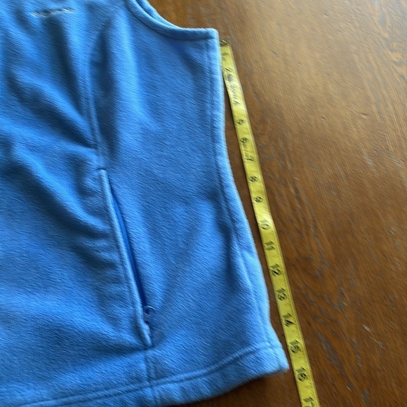 Columbia Fleece Zip Up Vest Zipper Front Pockets Sky Blue Size 1X Collared - Picture 9 of 13